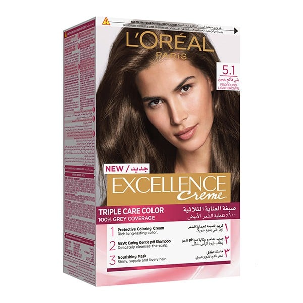 Loreal hair color cream excellence triple care 5.1 profound light brown
