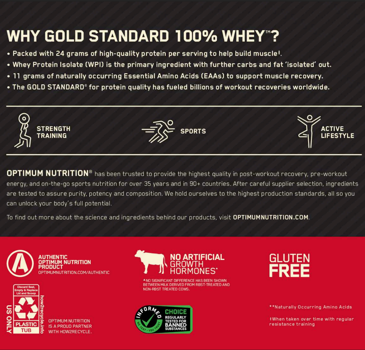 أوبتيموم نيوتريشن جولد ستاندرد® 100% واي