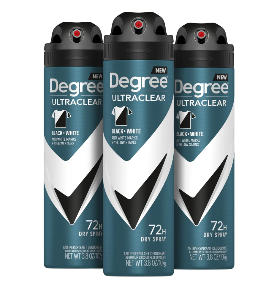 Degree Men Ultra Clear Black & White Antiperspirant Deodorant Dry Spray – Fresh 48 Hour (107 g)