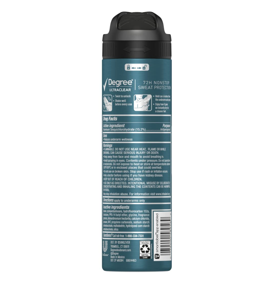 Degree Men Ultra Clear Black & White Antiperspirant Deodorant Dry Spray – Fresh 48 Hour (107 g)