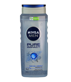 جل الاستحمام نيفيا بيور إمباكت للرجال – 500 مل غسول منعش للجسم