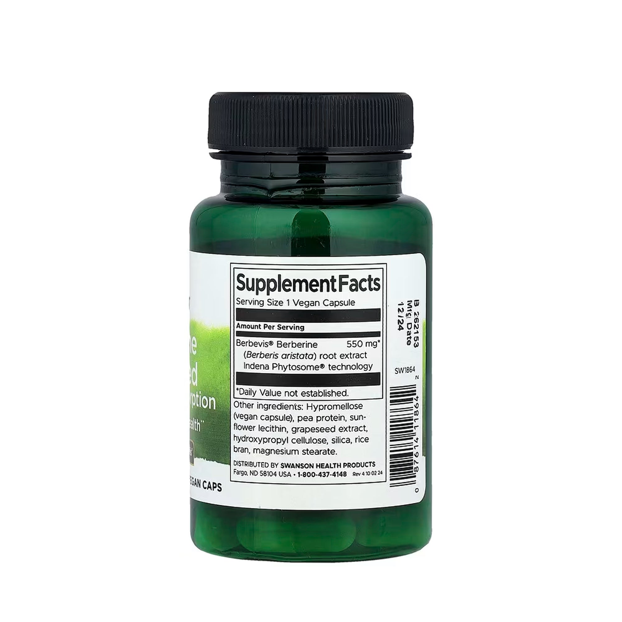 Swanson Berberine Advanced Enhanced Absorption featuring Berbevis 500 mg - 30 Vegan Caps