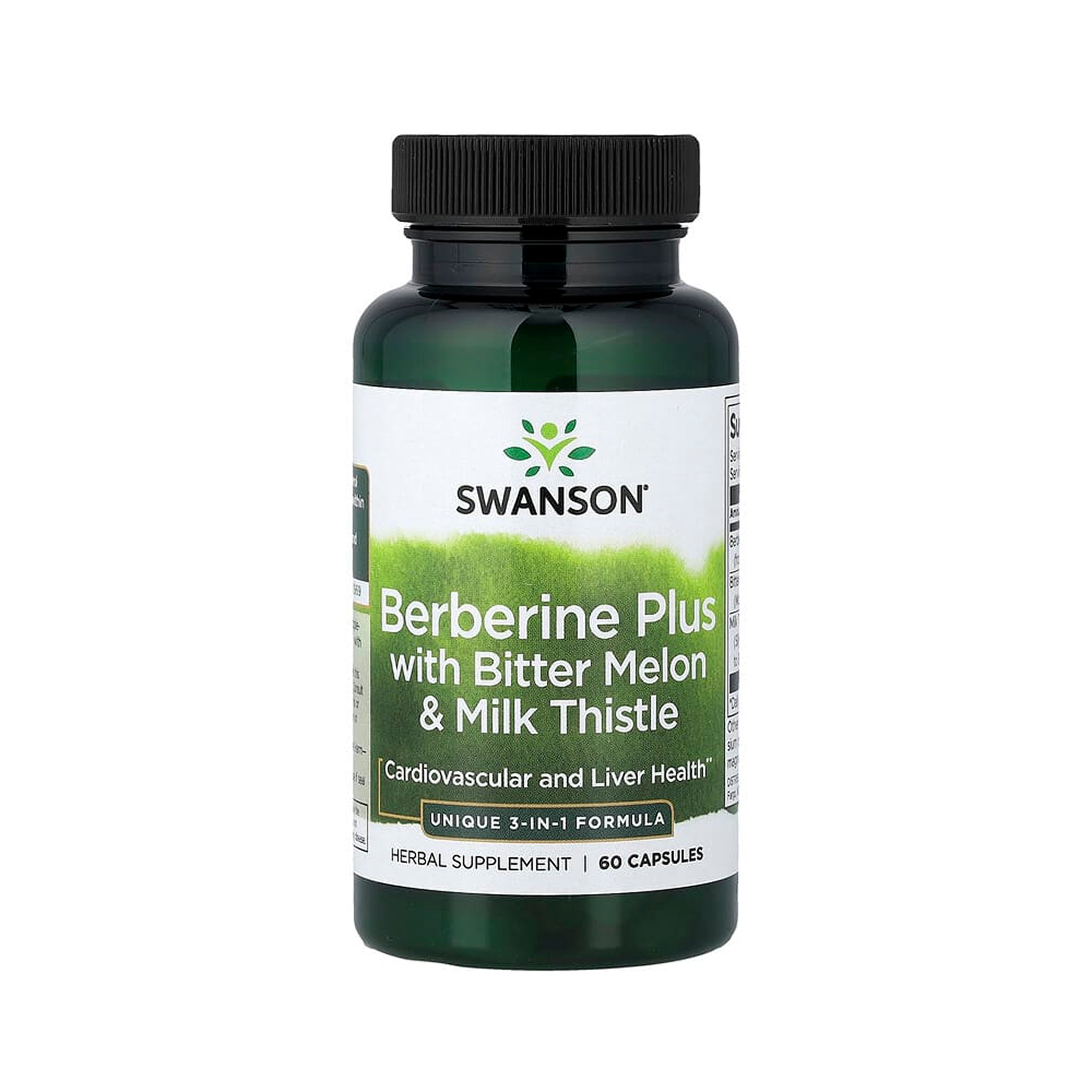 Swanson Berberine Plus with Bitter Melon & Milk Thistle 3-in-1 Formula - 60 Caps