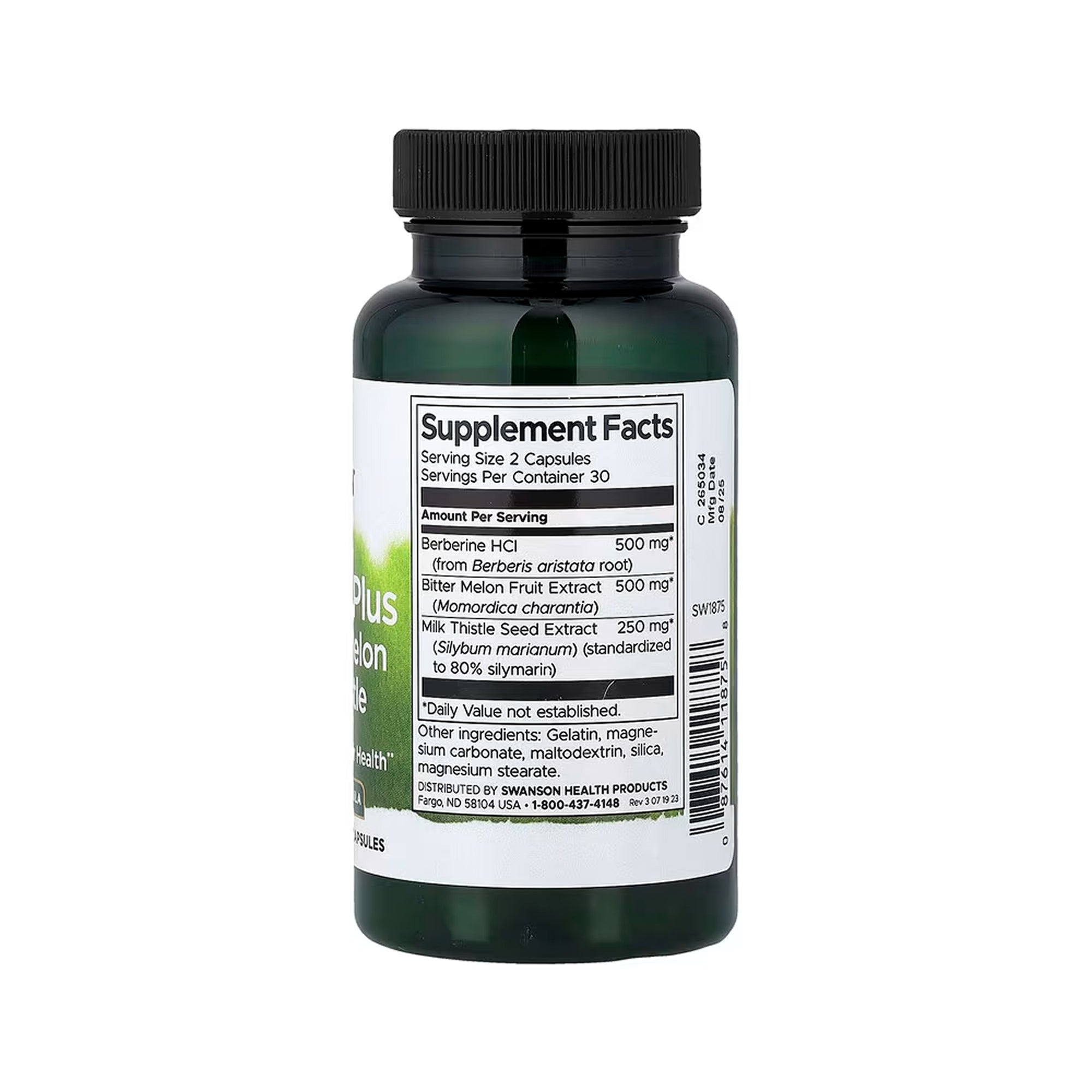 Swanson Berberine Plus with Bitter Melon & Milk Thistle 3-in-1 Formula - 60 Caps