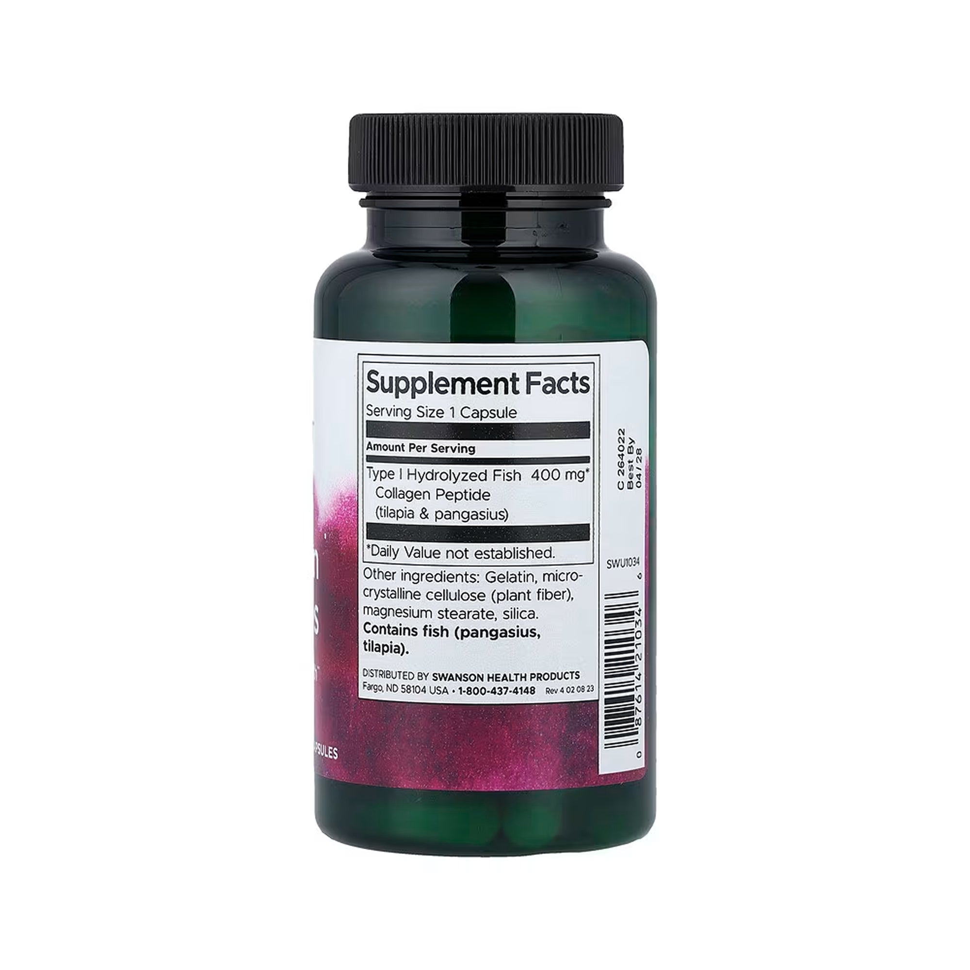 Swanson Type I Hydrolyzed Marine Collagen Peptides 400 mg - 60 Caps
