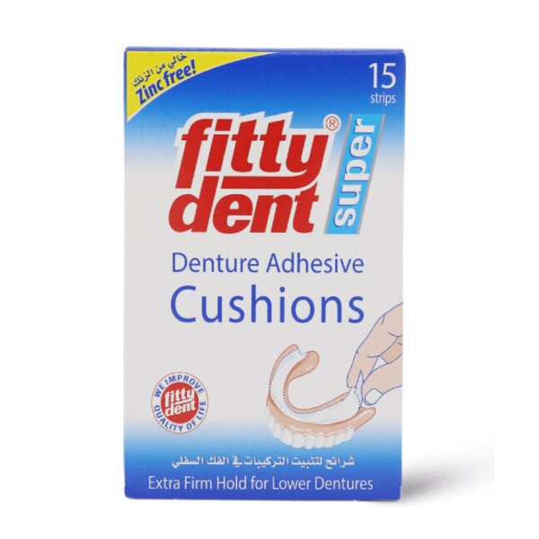 Fitty Dent Denture Adhesive Comfort Strips 15pc Water Resistant