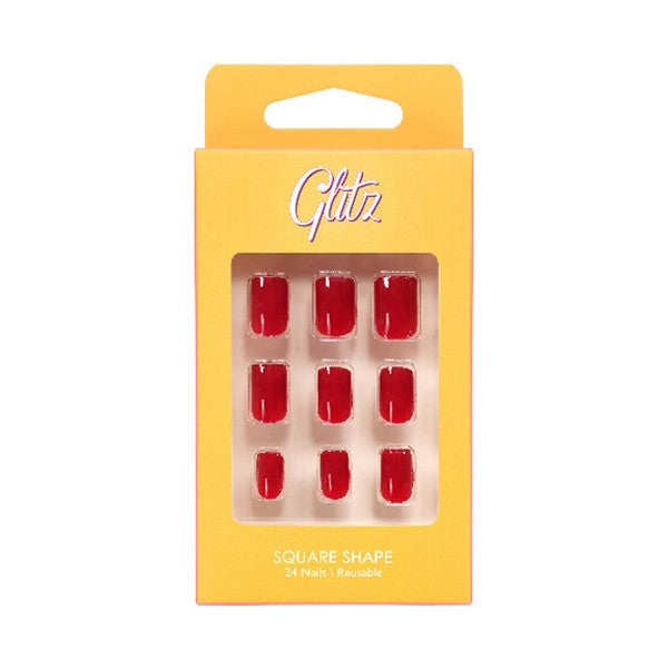 Glitz Nails 1 Square Shape Red