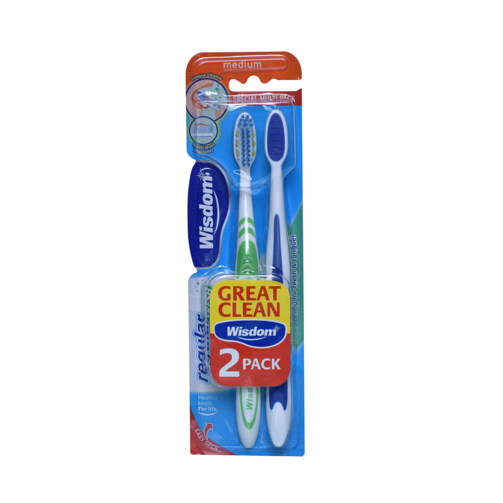 Wisdom Toothbrush 2pc Great Clean Long lasting Freshness Medium