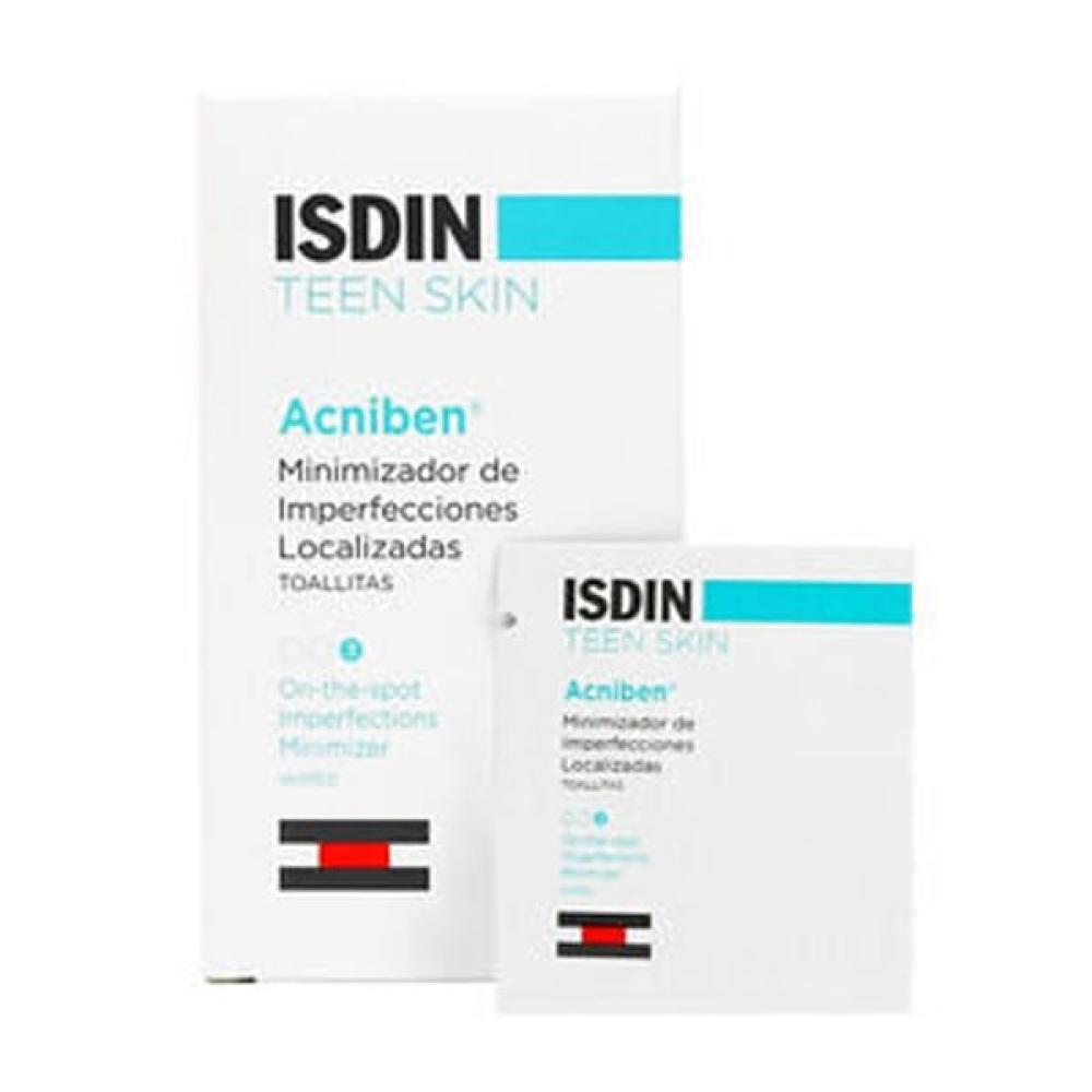 Isdin wet wipes 30pc teen skin acnipin minimizer amber