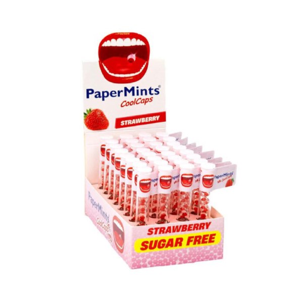 Papermints Mouth Freashner Caps 32pc Flavored With Strawberry Pack