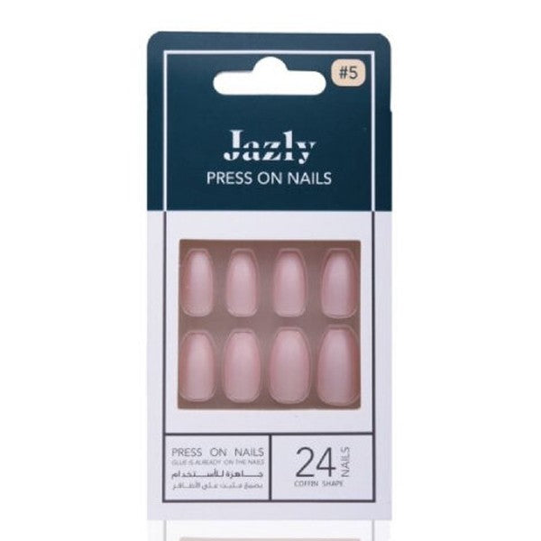 Jazly artificial nails 5 rose gold coffin shape