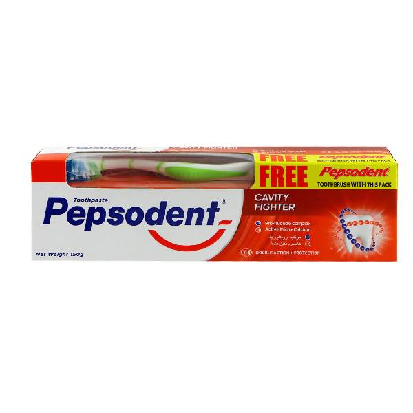 Pepsodent Toothpaste 150g Cavity Fighter With Free Toothbrush