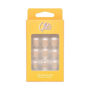 Glitz Nails 13 Square Shape French Nude