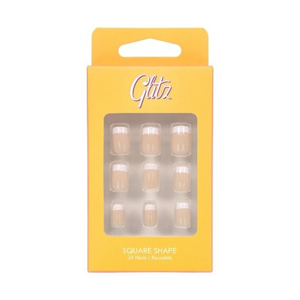 Glitz Nails 13 Square Shape French Nude