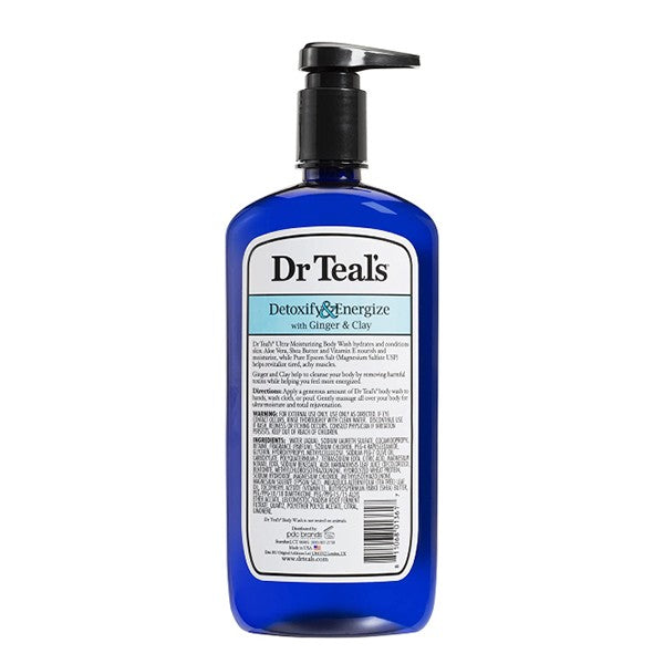 Dr Teals Dr Teals Body Wash 710ml Pure Epsom Salt Detoxify & Energize With Ginger & Clay