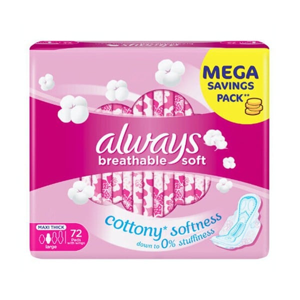 Always Pads 72Pads Maxi Thick Large With Wings Pink