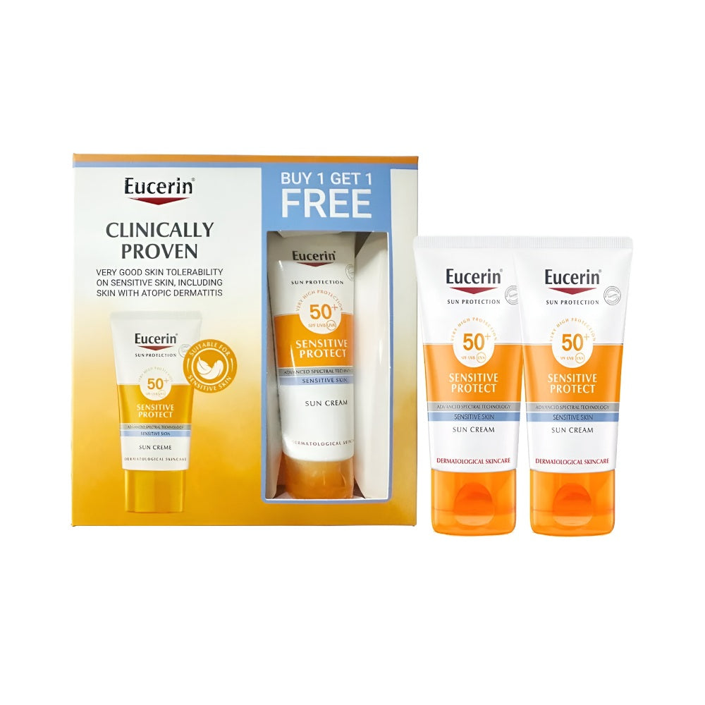 Eucerin sun cream 50ml sensitive protect spf50+ 1+1 free unscented v2