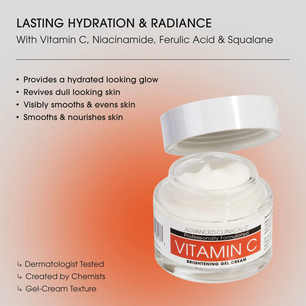 Advanced Clinicals Vitamin C Gel Cream – Brightening Face Moisturizer