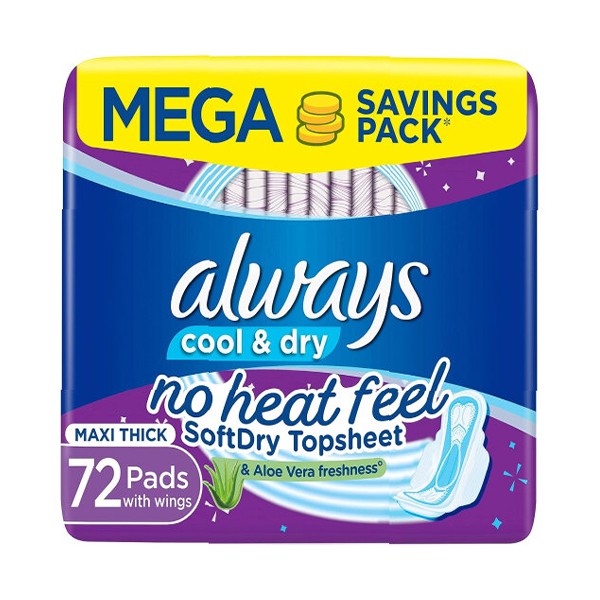 Always Always Pads 72Pads Maxi Thick Cool & Dry Large With Wings Purple