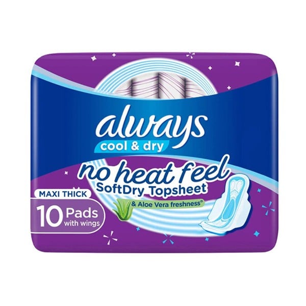Always Always Pads 10Pads Maxi Thick Cool & Dry Large With Wings Purple