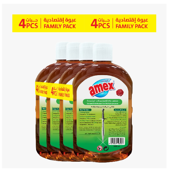 Amex Amex  Disinfectant  Antiseptic Liquid    Brown 4 x 500 Ml