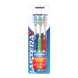 Astera Astera Toothbrush Active Trio Triple Pack Medium Bristles