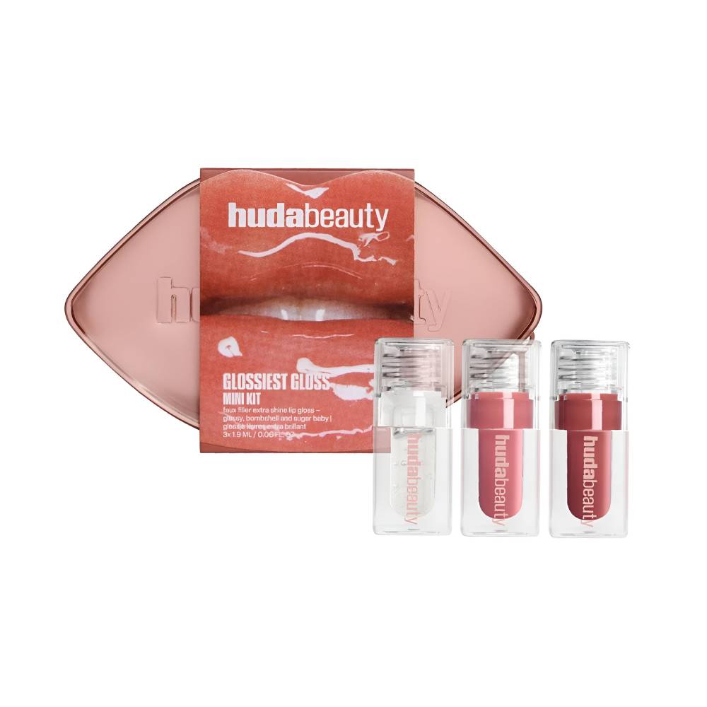 Huda beauty lip gloss 3pc glossiest mini