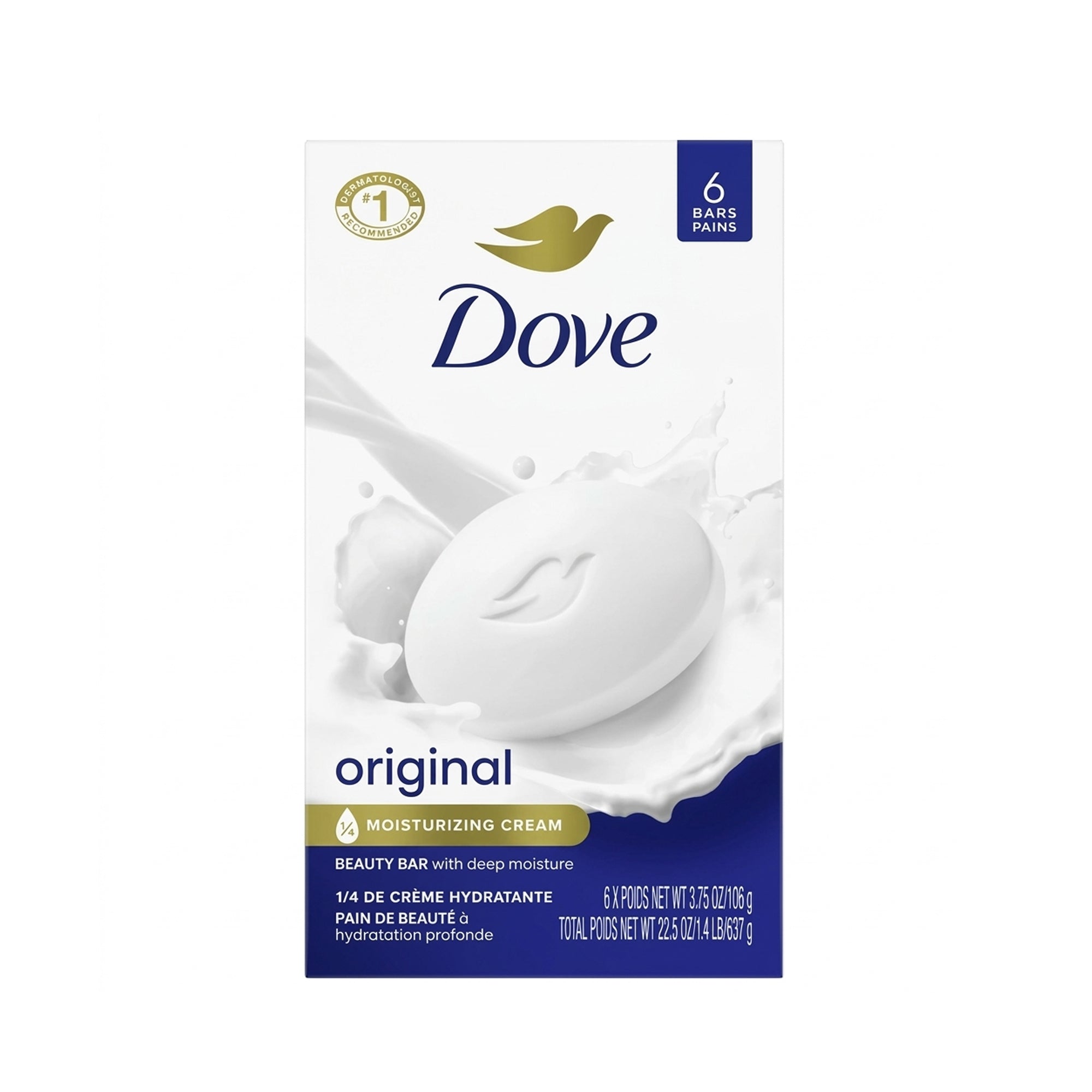 صابون دوف بيوتي بار أبيض، عبوة من 6 قطع - 637 جرام