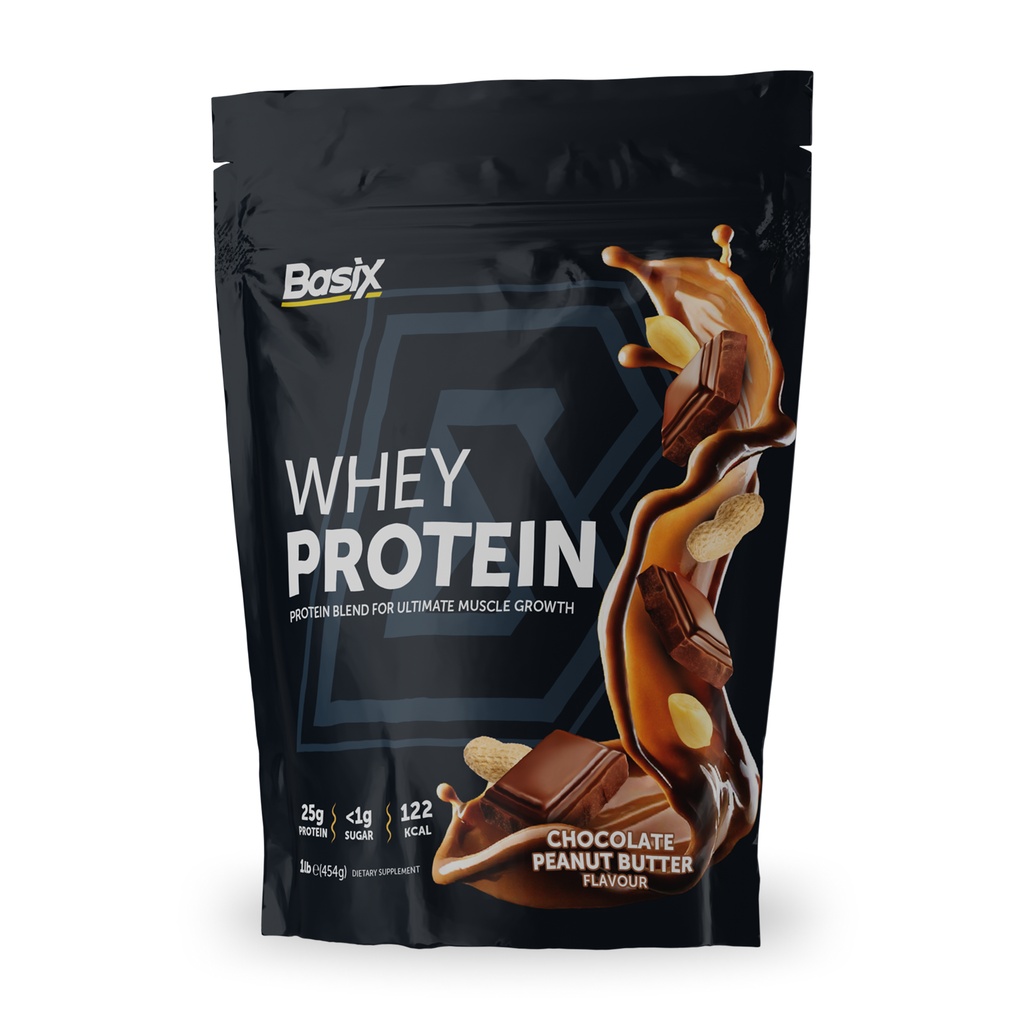 BASIX MUSCLE Whey Protein Powder – Whey Isolate & Soy Blend, 1 LB