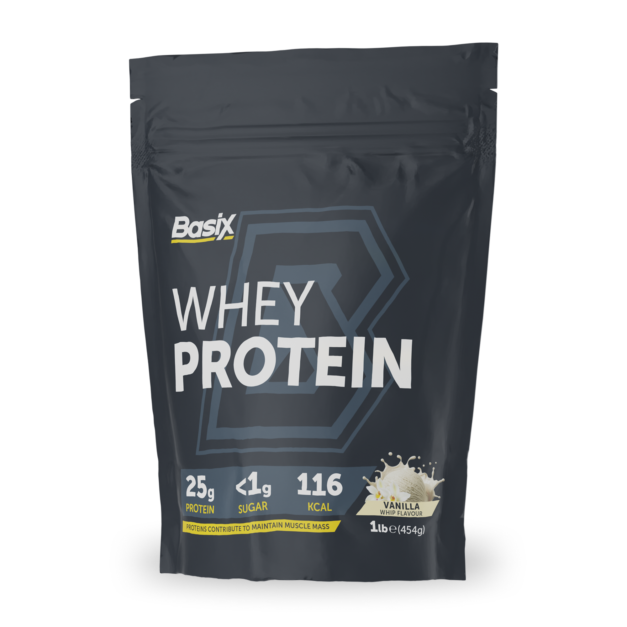 BASIX MUSCLE Whey Protein Powder – Whey Isolate & Soy Blend, 1 LB