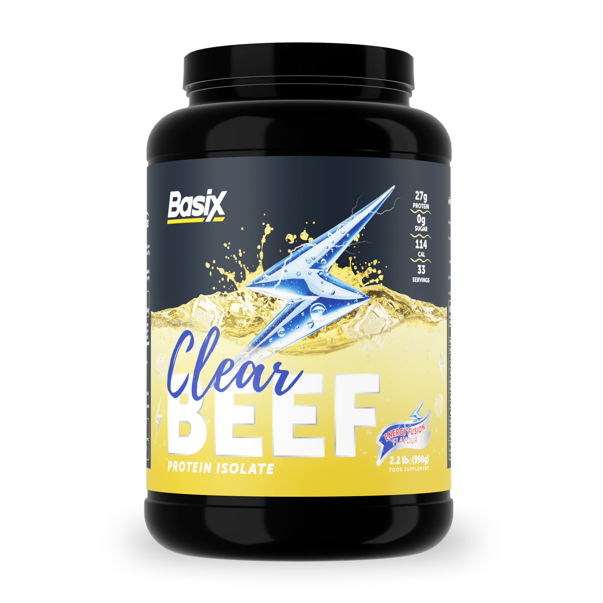 Basix Clear Beef Protein Isolate – Sugar-Free Paleo Supplement Energy Fusion 2.2 LB