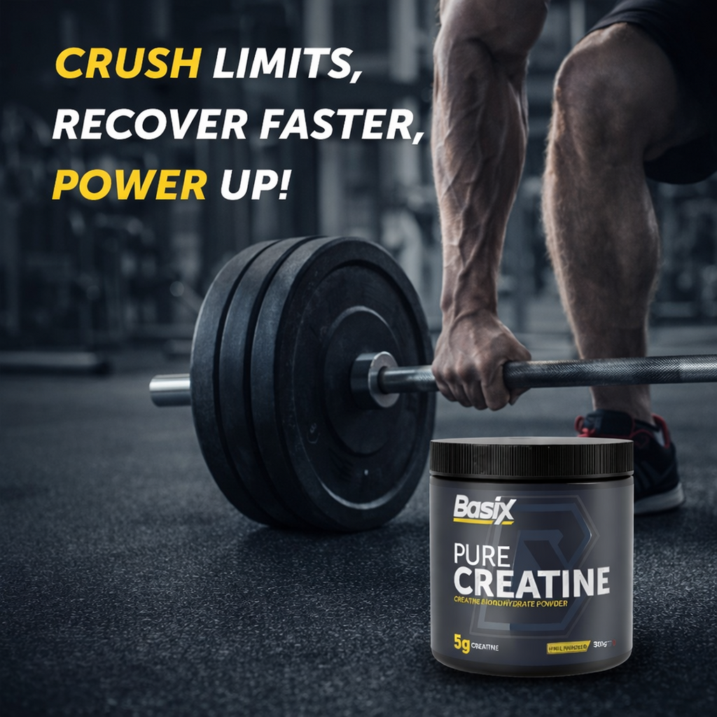 Basix Pure Creatine Monohydrate – 5g Unflavored Performance Supplement