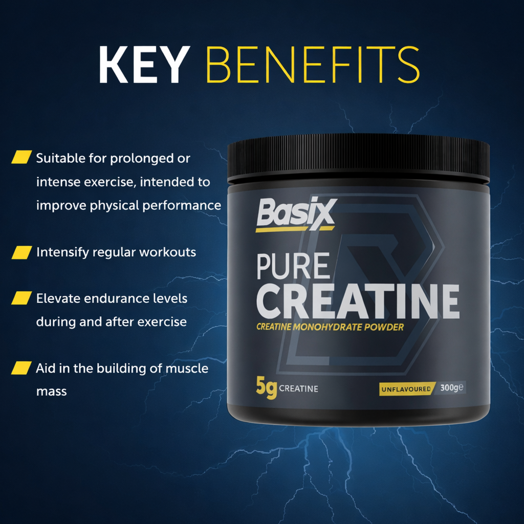 Basix Pure Creatine Monohydrate – 5g Unflavored Performance Supplement