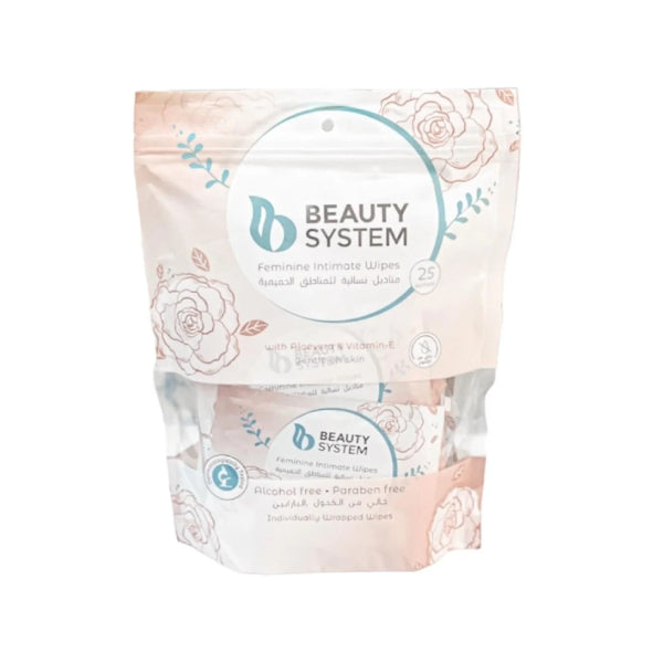 Beauty System Beauty System Feminine Intimate Wipes 25pc  With Aloe Vera & Vitamin-E