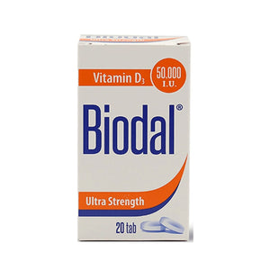 Biodal 50000 IU Vitamin D3 - 20 Tablets | High-Potency Bone Health & Immune Support