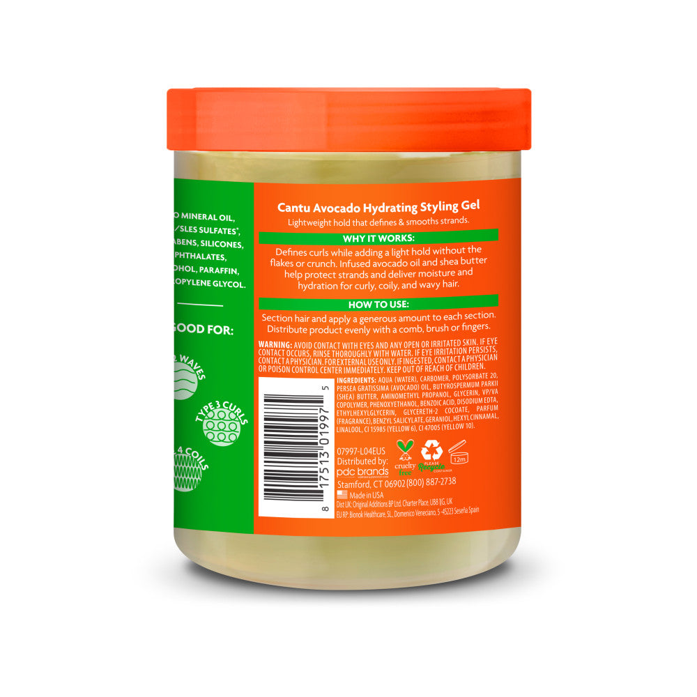 Cantu Avocado Moisturizing Hair Gel for Curly and Textured Hair – 524g