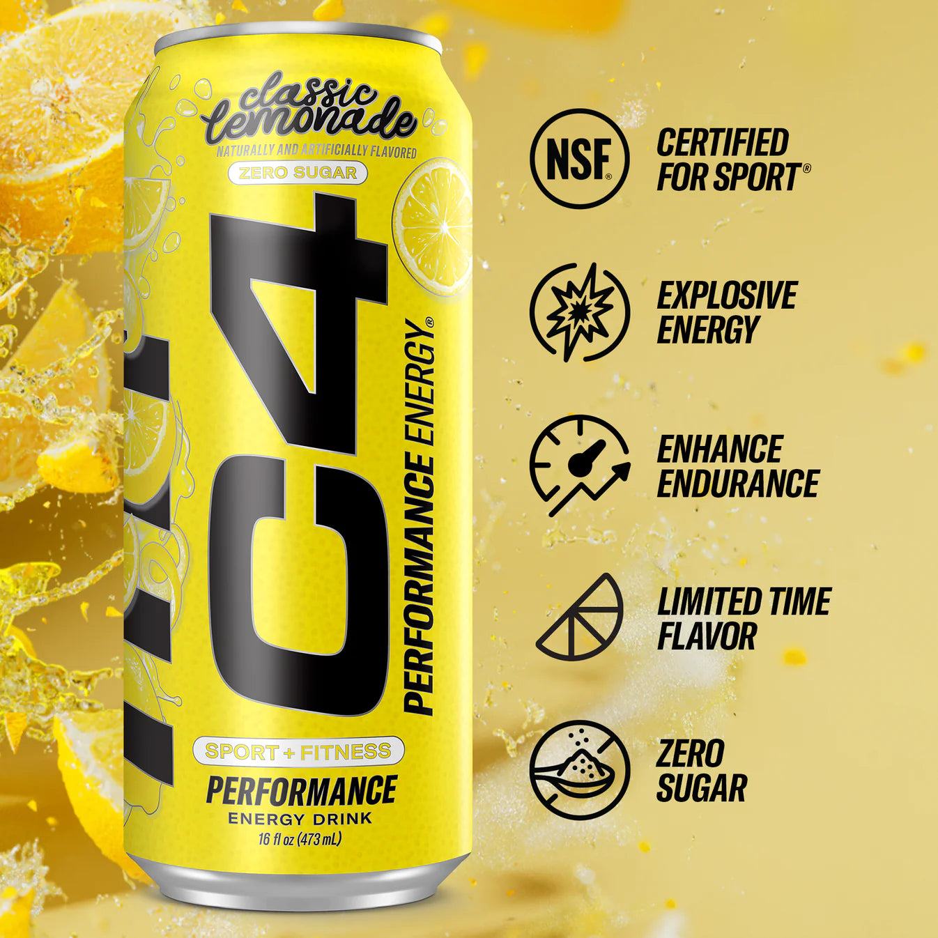 C4 Energy Carbonated Classic Lemonade 16 FL OZ