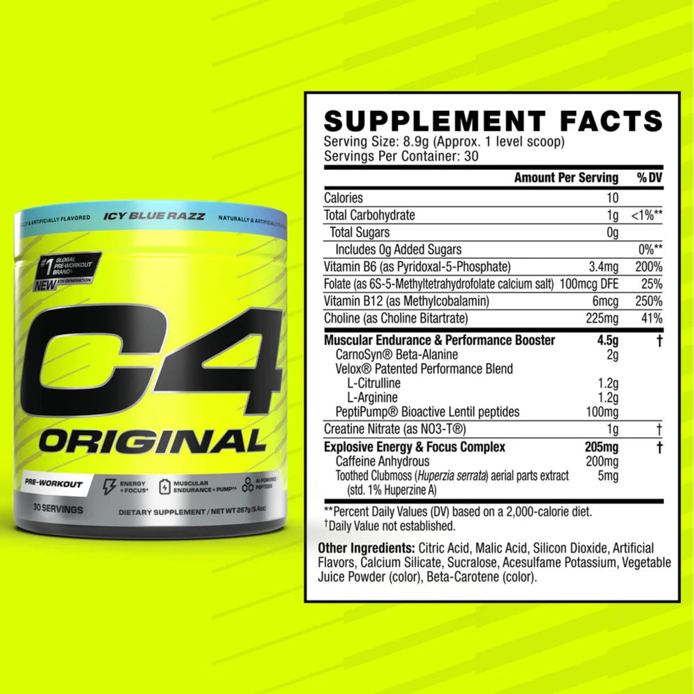 Cellucor C4 Original Pre-Workout 30 Servings - Icy Blue Raspberry 9.9 OZ