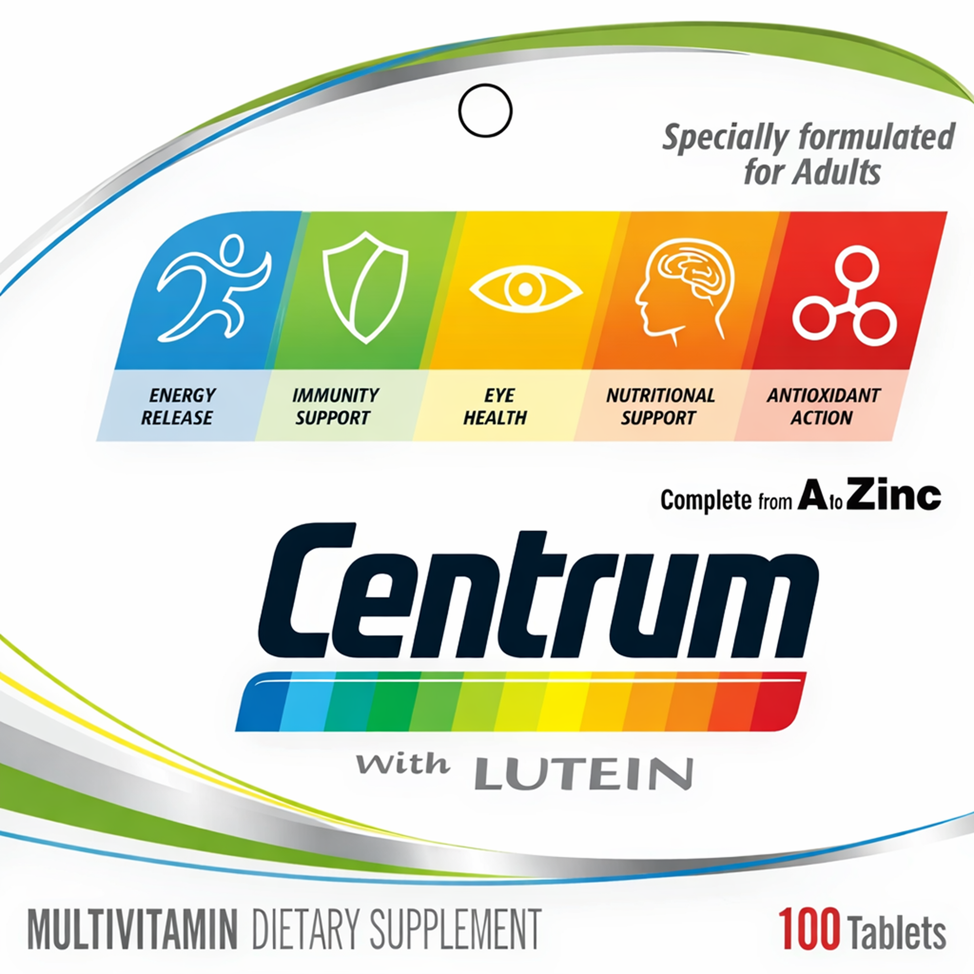Centrum Multivitamin with Lutein - 100 Tablets | Complete Daily Nutrition & Eye Health