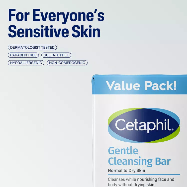 Cetaphil Soothing Bar Soap | Gentle Cleanser for Sensitive & Dry Skin