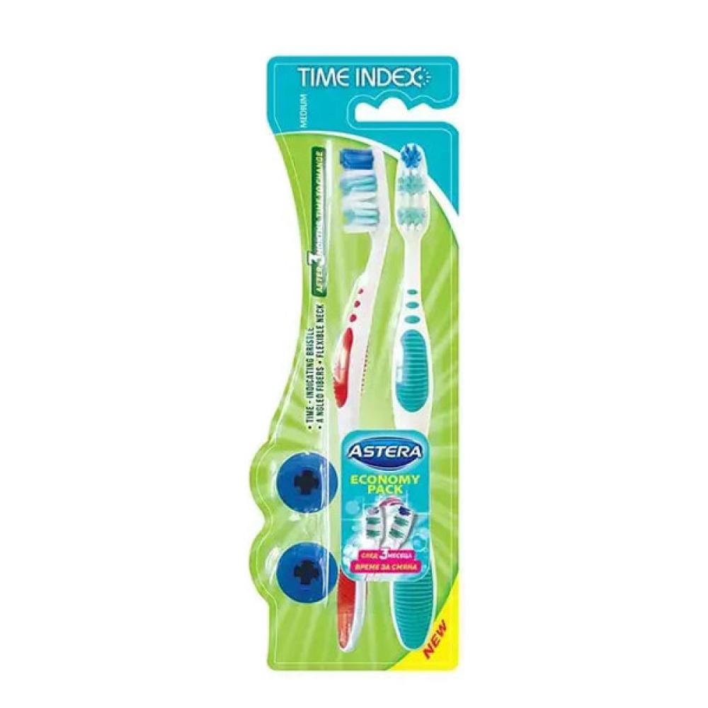 Astera Toothbrush 2pc Time Index Soft Bristles