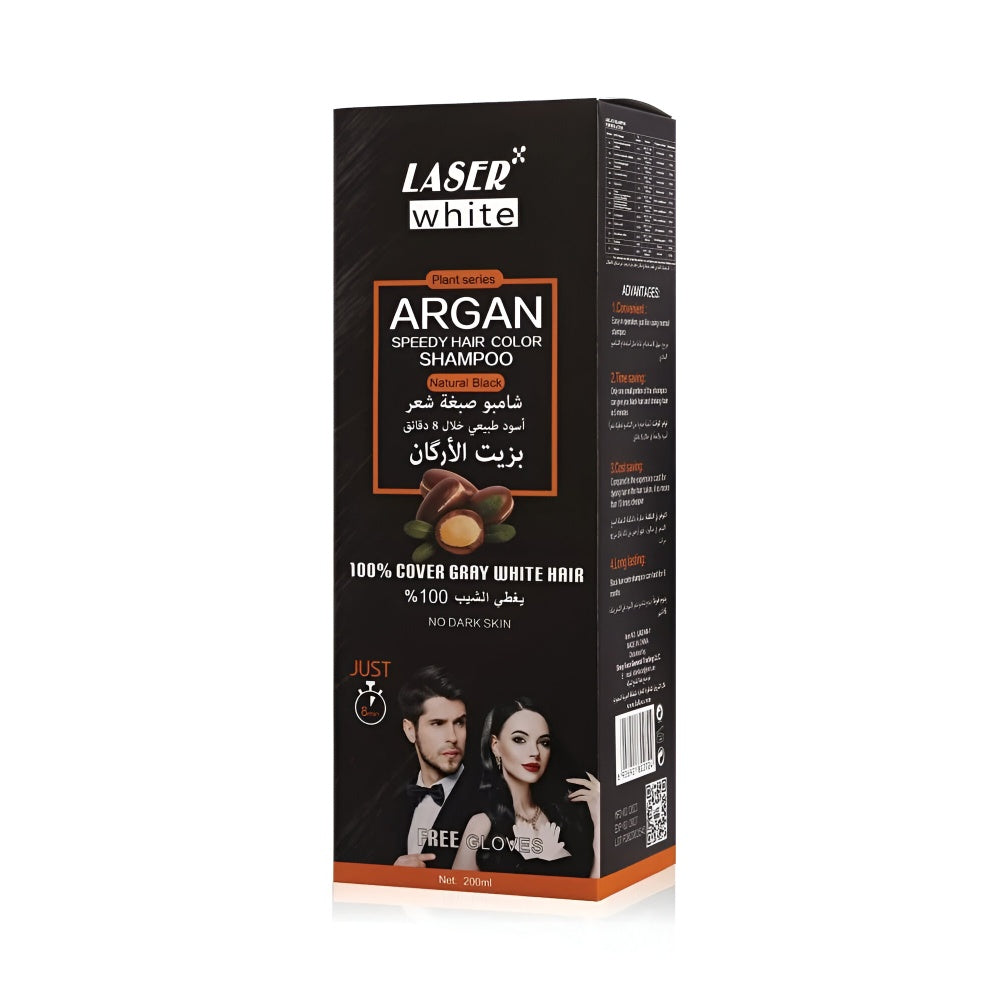 Laser White Color Shampoo Hair  200ml With Argan Oil Black