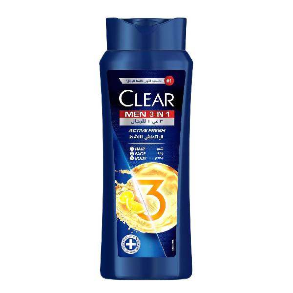 Clear Clear Hair Shampoo  Body And Face Wash 600ml 3in1 Men Active Fresh