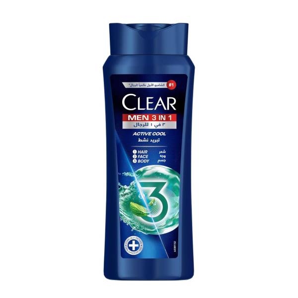 Clear Clear Hair Shampoo  Body And Face Wash 600ml 3in1 Men Active Cool