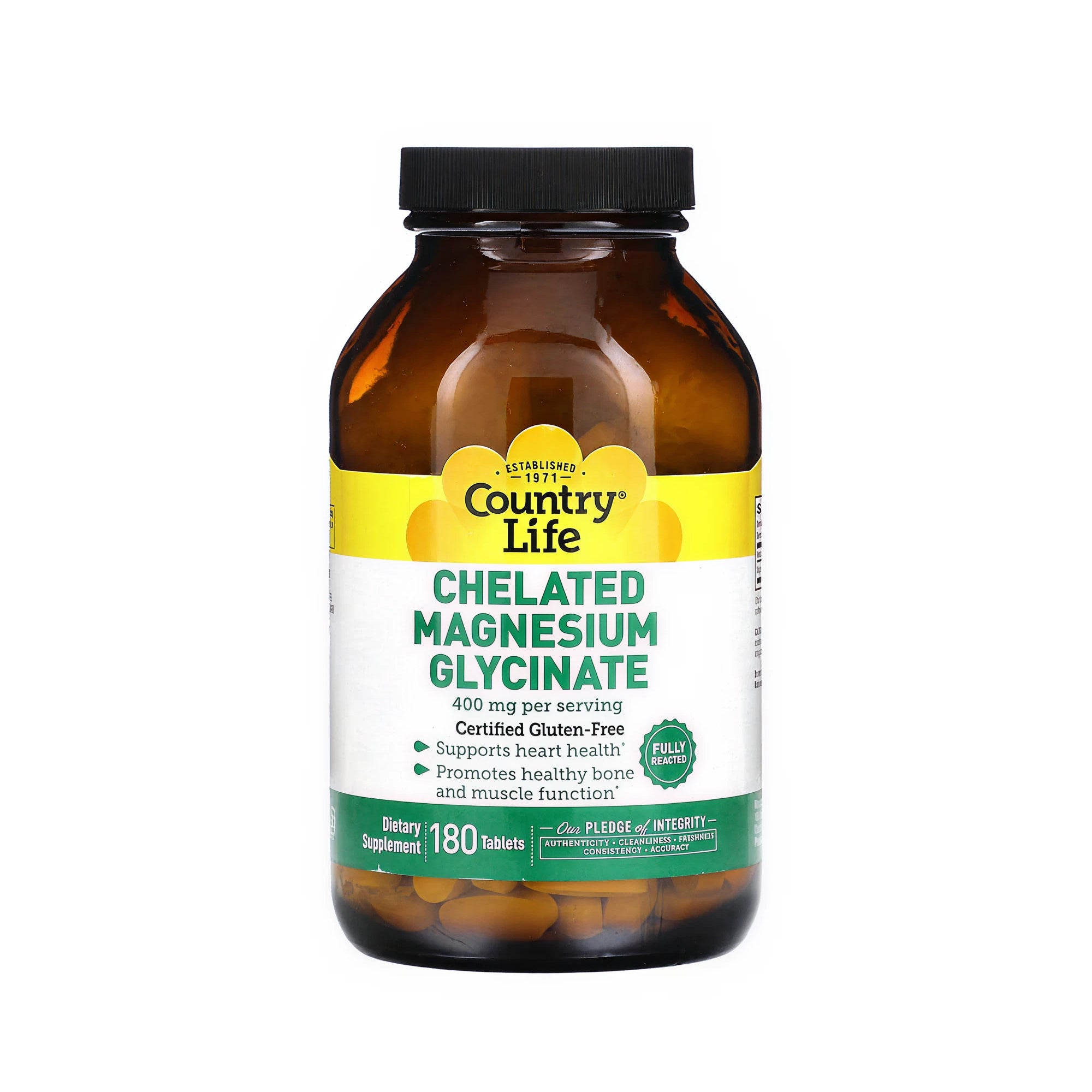 Country Life Chelated Magnesium Glycinate 400 mg- 180 Tablets