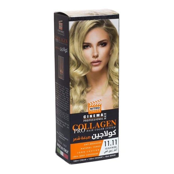 Nitro cinema hair color collagen pro 11.11 icy olive blonde