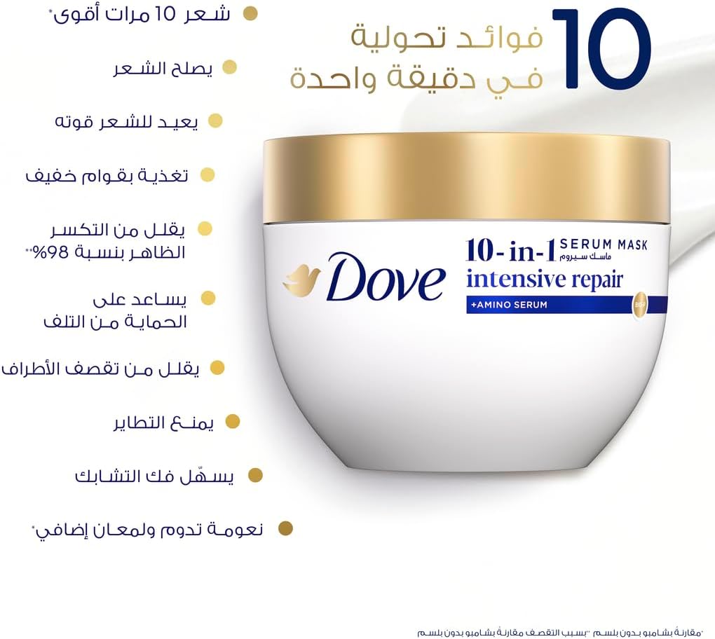 Dove 10-in-1 Serum Mask – Intensive Conditioning for Dry Hair – 220ml