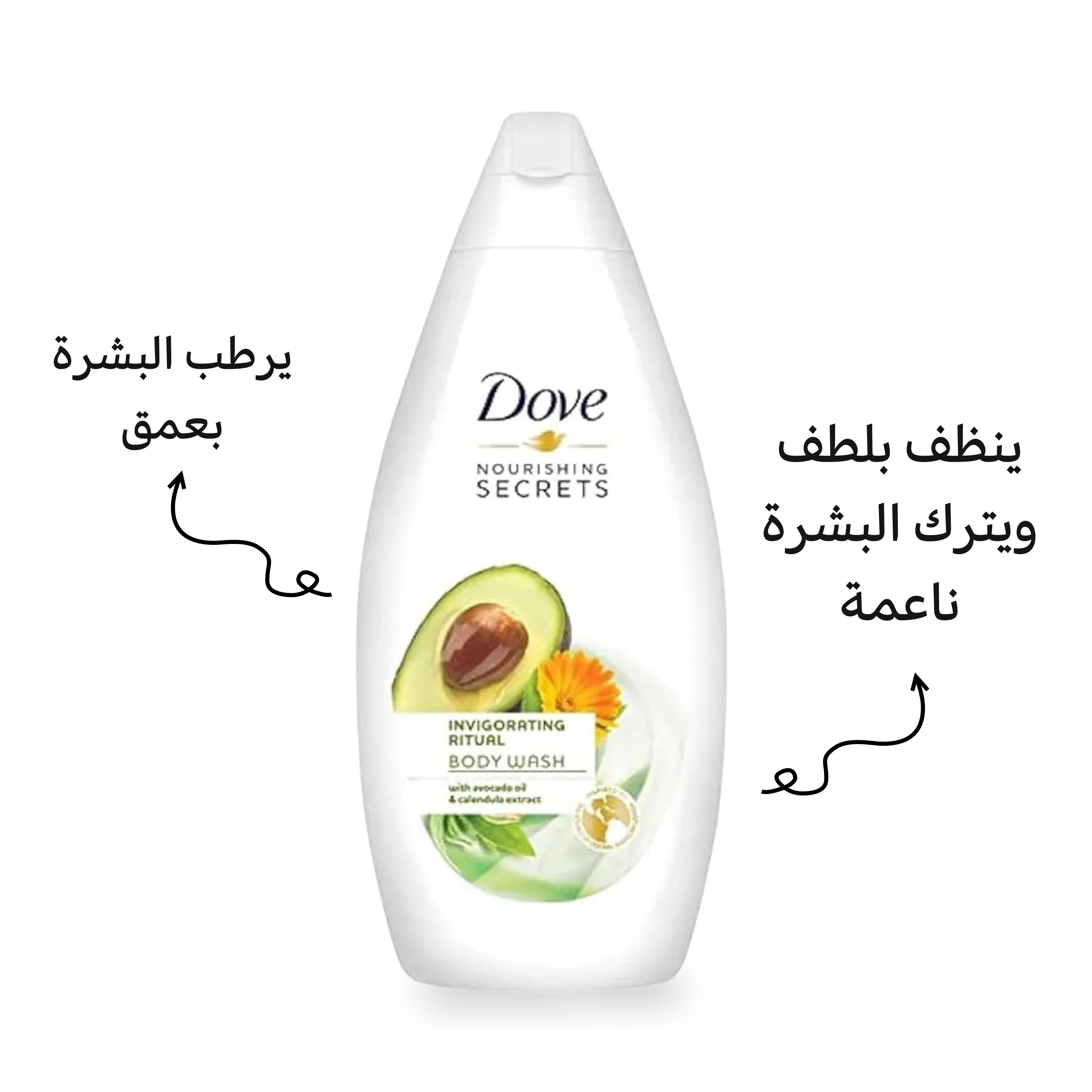 Dove Shower Gel with Avocado Oil and Calendula - Moisturizing Body Wash 500ml