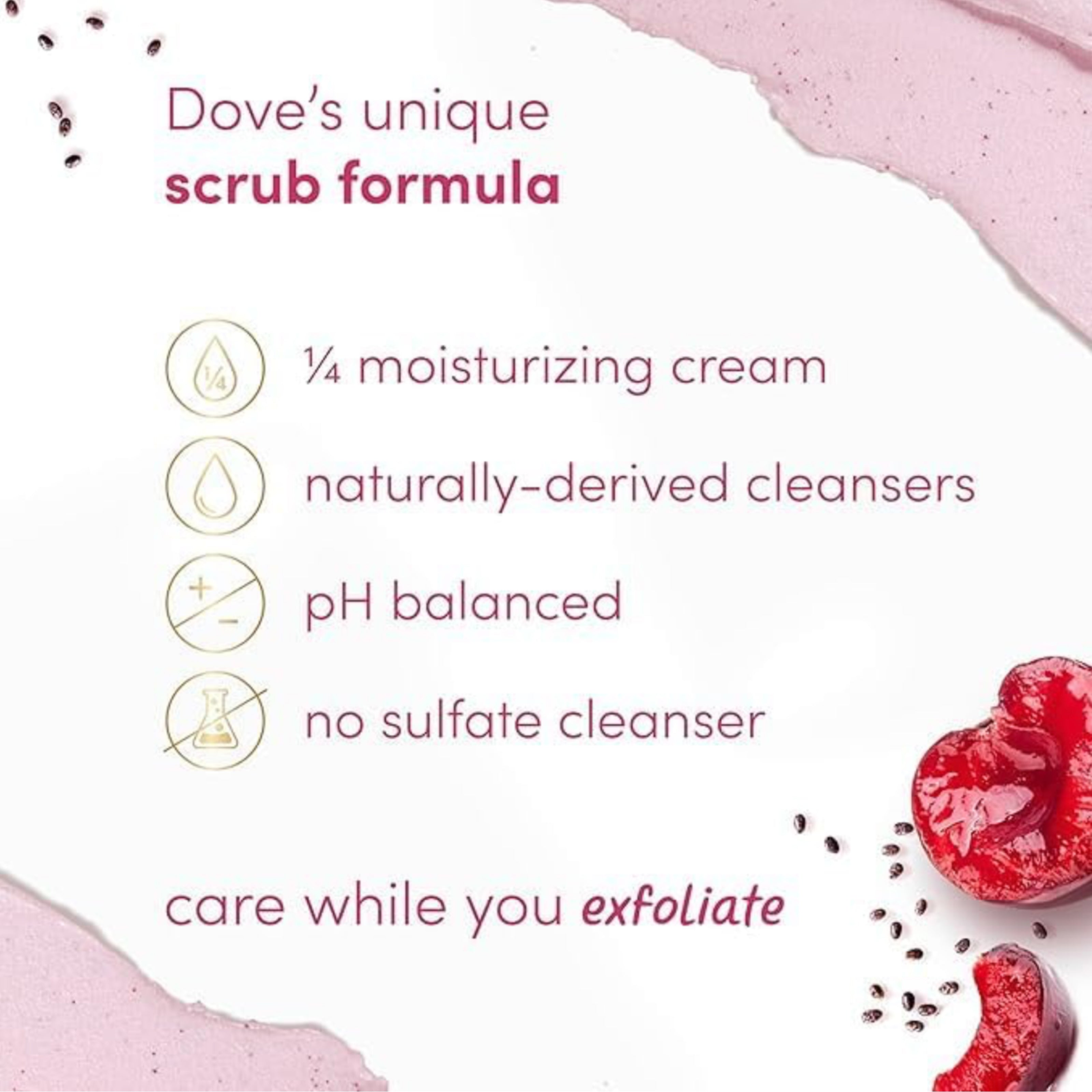 Dove Body Scrub – Exfoliating Cherry & Chia Milk Skin Cleanser (425g)