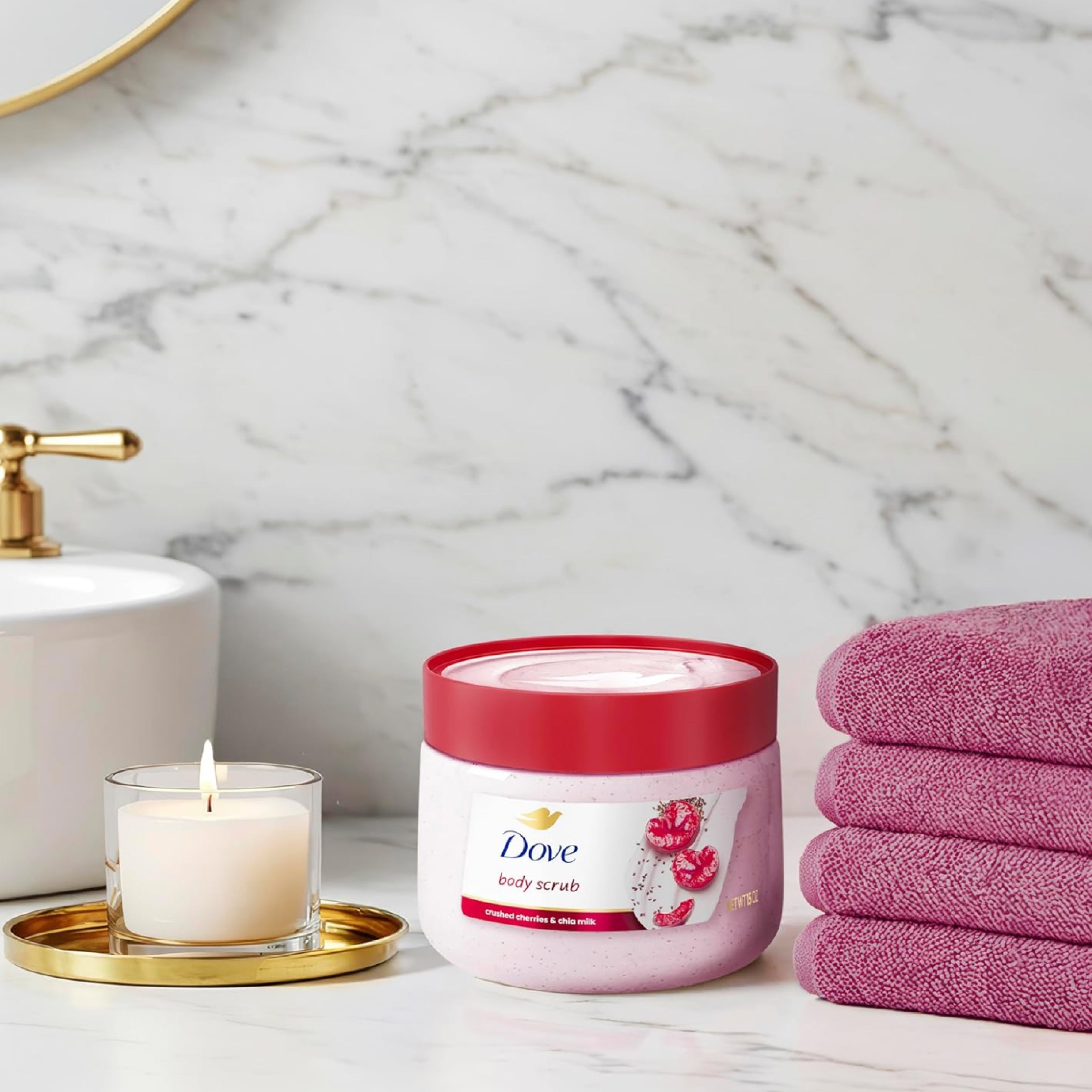 Dove Body Scrub – Exfoliating Cherry & Chia Milk Skin Cleanser (425g)